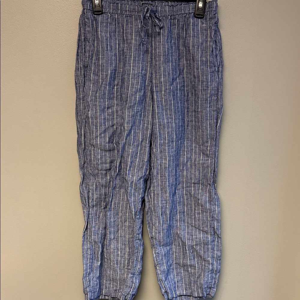 J.Crew Women’s Linen Jogger Pants Blue Stripe Size SP (Petite)
